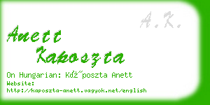 anett kaposzta business card